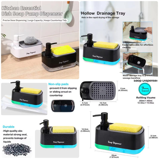 2-in-1 Kitchen Soap Dispenser & Sponge Holder