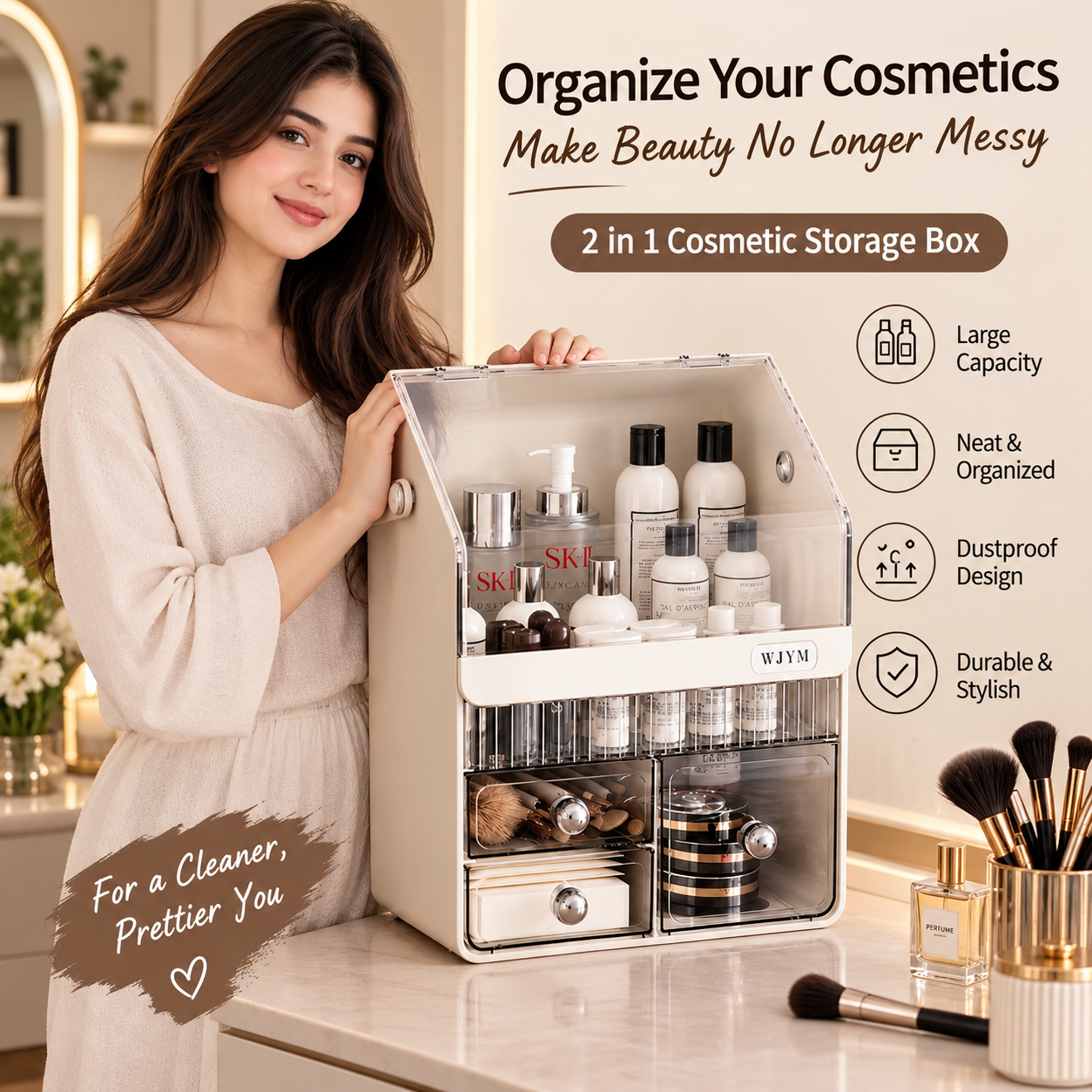 Multi-Purpose Cosmetic Organizer Box – Makeup, Skincare & Beauty Storage