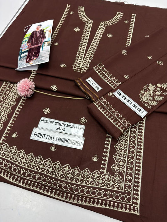 Deep Espresso Brown Classic Embroidered" suit 2 piece summer collection