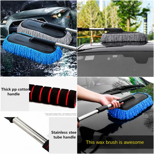 Long Handle Car Cleaning Wax Brush – Microfiber Car Wash Brush