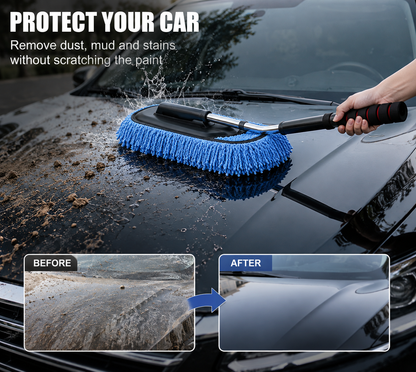 Long Handle Car Cleaning Wax Brush – Microfiber Car Wash Brush