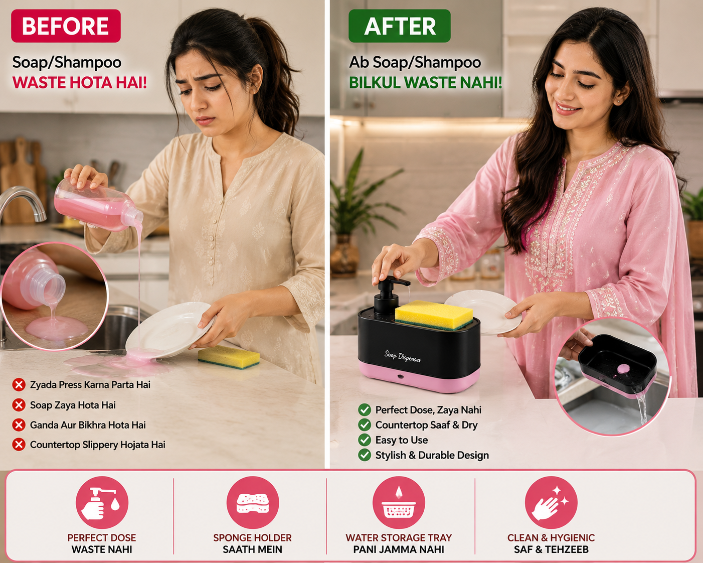 2-in-1 Kitchen Soap Dispenser & Sponge Holder