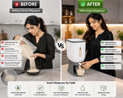 Smart Food Dispenser – Airtight Rice & Grain Storage organizer