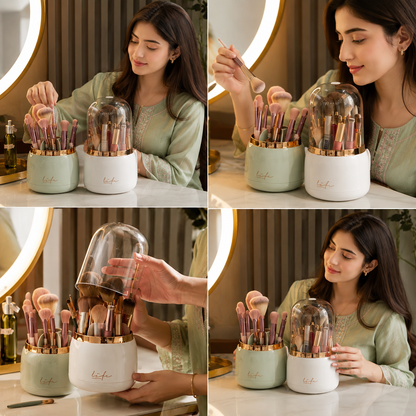 Crystal Makeup Brush Organizer – Round Rotating Brush Holder