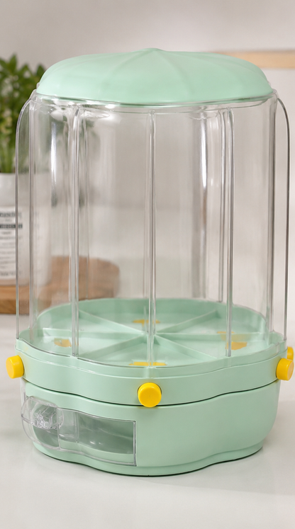 6-Compartment Rotating Pulses & Dry Food Storage Dispenser | Space-Saving Kitchen Organizer