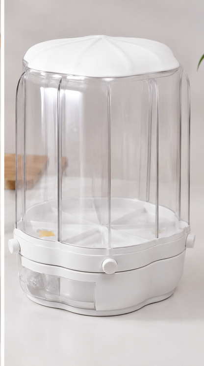 6-Compartment Rotating Pulses & Dry Food Storage Dispenser | Space-Saving Kitchen Organizer