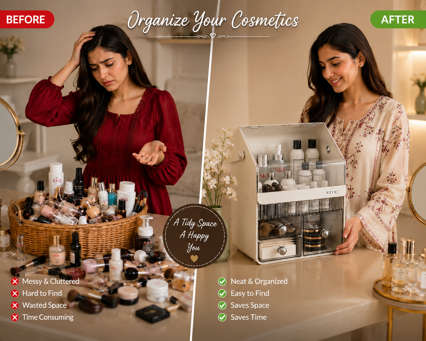 Multi-Purpose Cosmetic Organizer Box – Makeup, Skincare & Beauty Storage