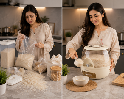 Multi-Functional Press-Type Rice Storage Bucket