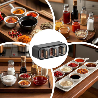 Wall-Mounted Multi-Grid Seasoning Box (also commonly referred to as a spice rack or condiment storage organizer)