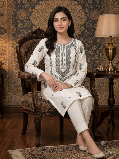 Pure White Elegance Embroidered Lawn