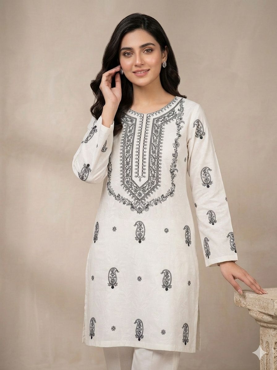 Pure White Elegance Embroidered Lawn