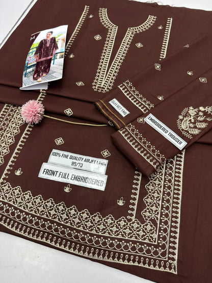 Deep Espresso Brown Classic Embroidered" suit 2 piece summer collection