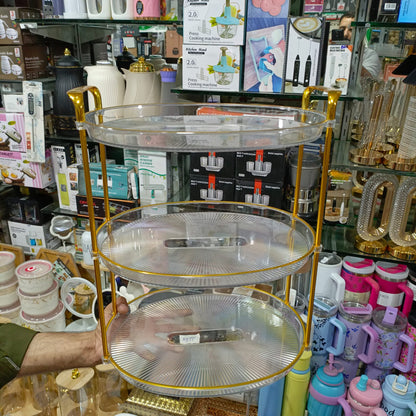 3-Tier Gold Serving Stand – Elegant Snack & Dry Fruit Organizer