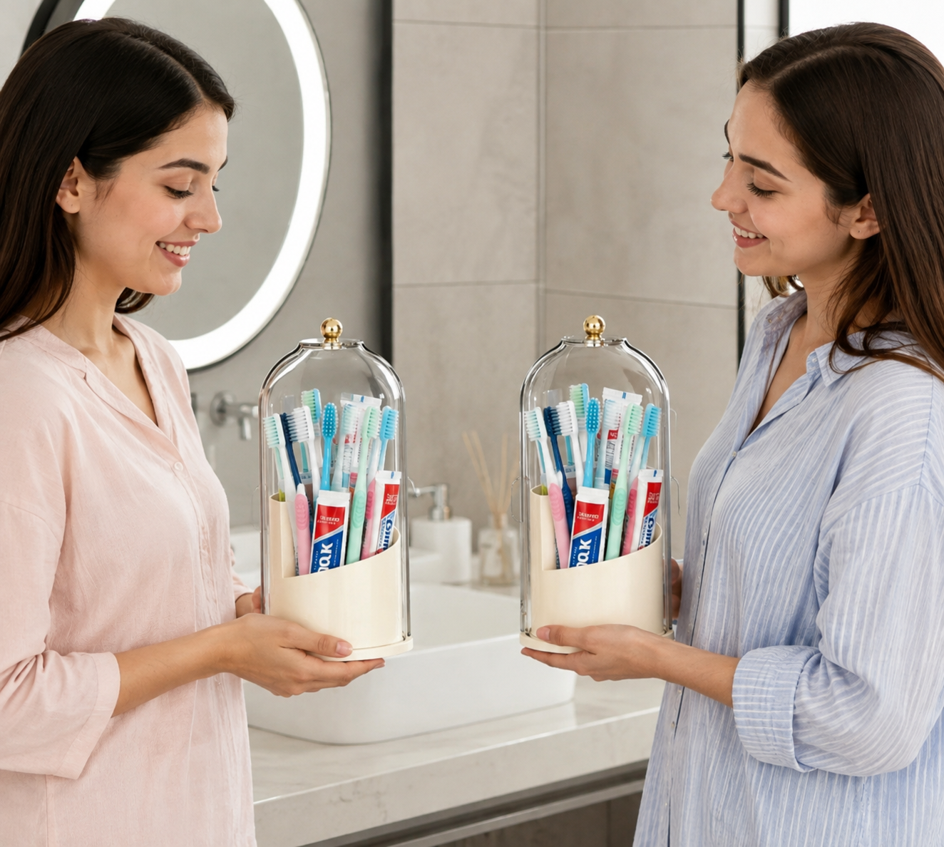 Elegant Glass Toothbrush Holder with Protective Cover