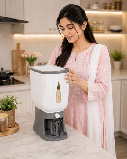 Smart Food Dispenser – Airtight Rice & Grain Storage organizer
