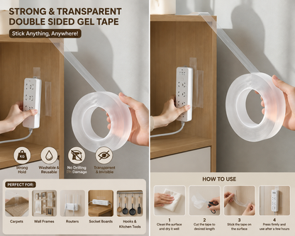 Nano Tape – Strong Double-Sided Reusable Adhesive Tape
