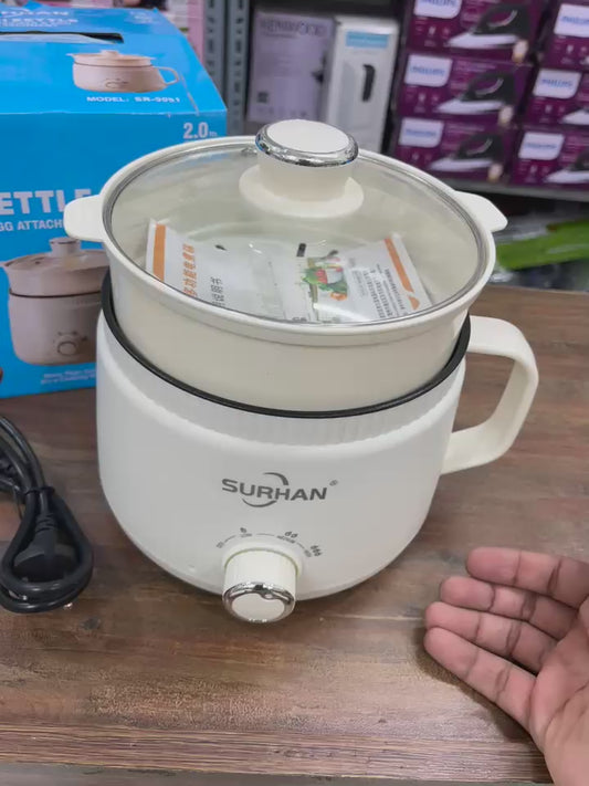 Surhan Multi-Purpose Electric Cooking Pot with Glass Lid & Adjustable Temperature
